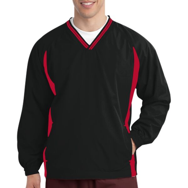 Sport Tek Tipped V Neck Raglan Wind Shirt JST62 Tipped V Neck Raglan Wind Shirt Thumbnail