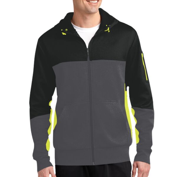 Sport Tek Tech Fleece Colorblock Full Zip Hooded Jacket ST245 Tech Fleece Colorblock Full Zip Hooded Jacket Thumbnail
