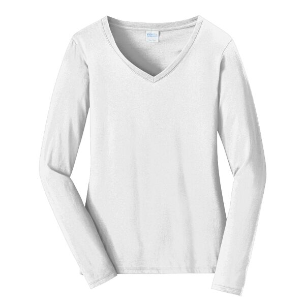 Port & Company Women's Long Sleeve Fan Favorite V Neck Tee LPC450VLS Women's Long Sleeve Fan Favorite V Neck Tee Thumbnail