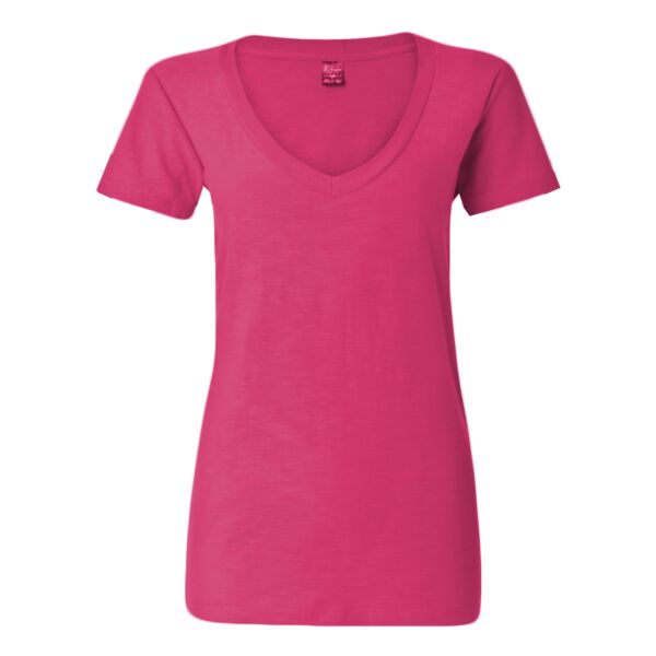 J. America Women's V-Neck Slub T-Shirt 8169 Women's V-Neck Slub T-Shirt Thumbnail
