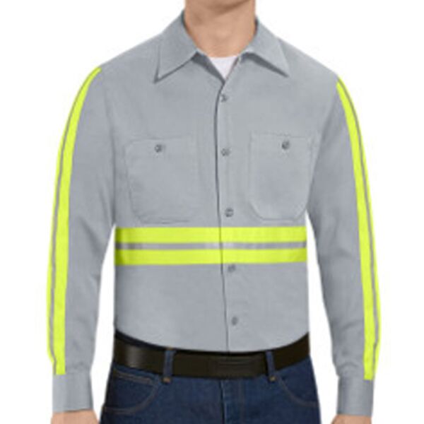 Men's Tall Enhanced Visibility Long Sleeve Cotton Work Shirt Thumbnail